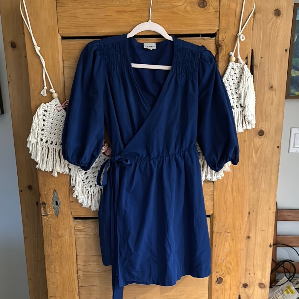 Elegant Blue Wrap Dress